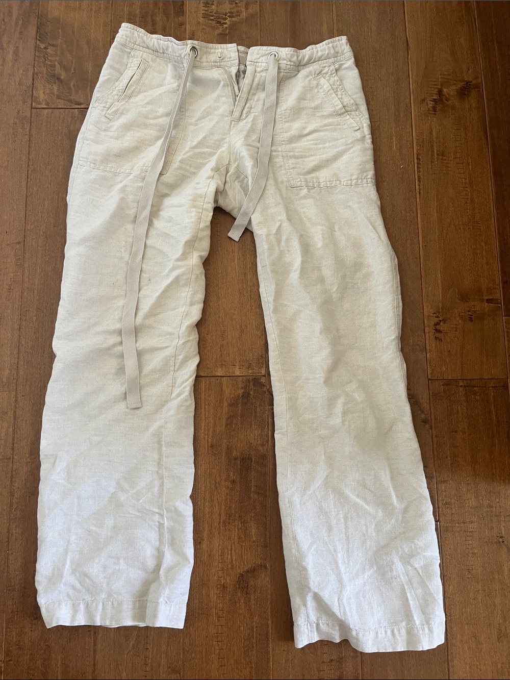 Banana Republic Wide-Leg Linen-Blend Pants in Off-White